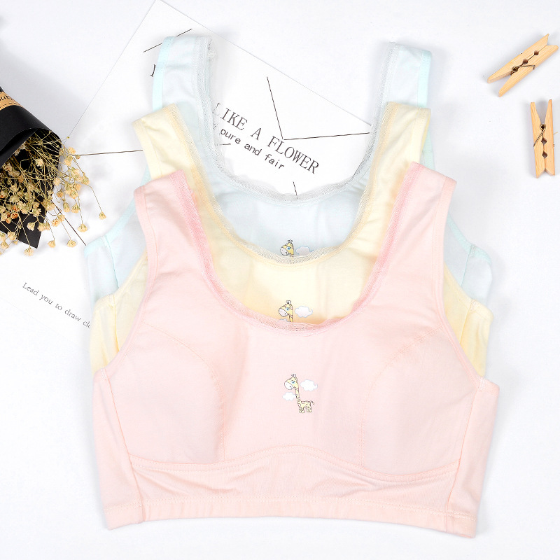 Children's cotton wireless bra for students
