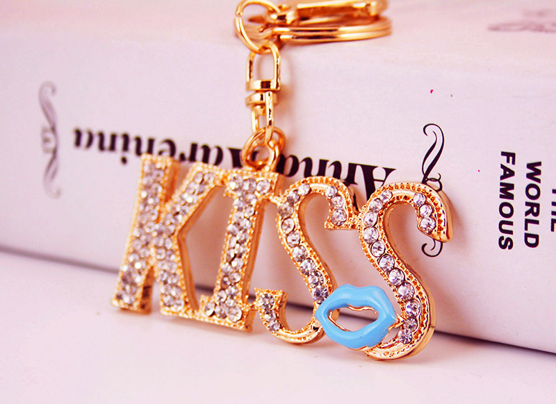 32g Weight Alloy, Metal Material Constellation Pattern Women'S Gender Pink, Purple, Red, Blue Color Diamonds Kiss Lips Mouth Women's Car Keychain 2