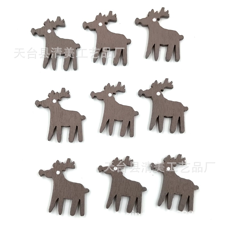 Pieza de madera decorativa navideña de madera Parche hecho a mano de madera para niños de bricolaje 100 piezas por paquete