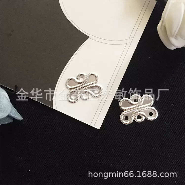 DIY饰品配件 四孔带吊连接片铁花片18*14mm 古风头饰材料厂家直供