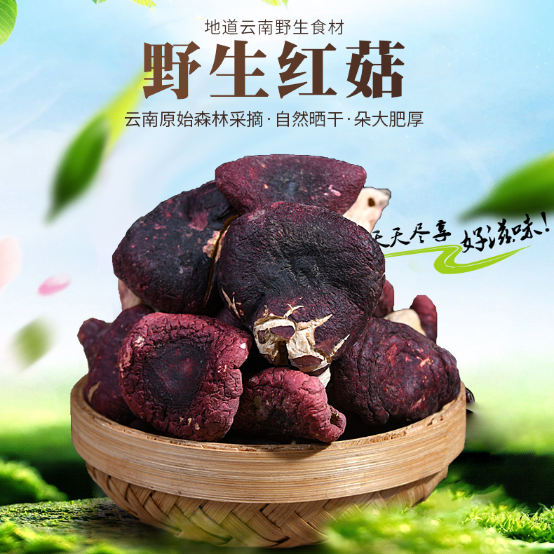 雲南紅菇食用菌幹貨500g 壹手貨源散裝特産 不開傘幹紅菇