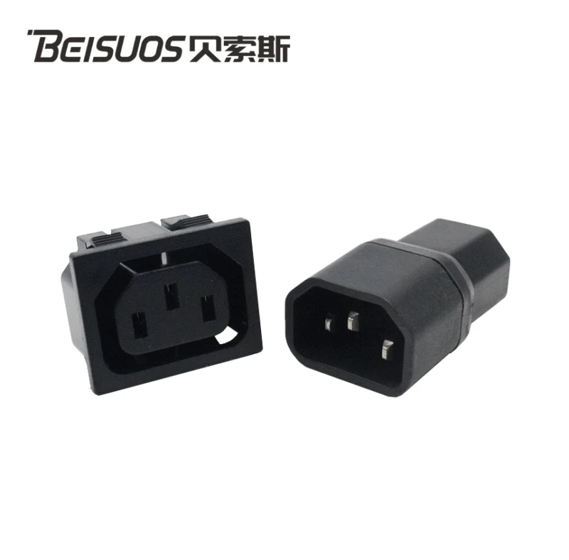 Переходная розетка 10A/250V C13→C14, с внешним штекером Pinzi и интегрированным соединителем, розетка Pinzi