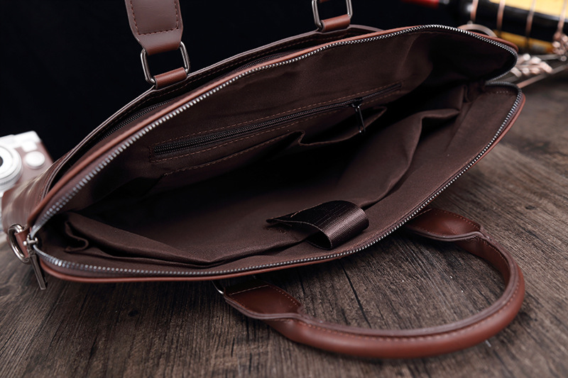 Casual Fashion Crazy Horse Leather Briefcase Business 15.6 Inch Men's Laptop Shoulder Bag_voghion.com