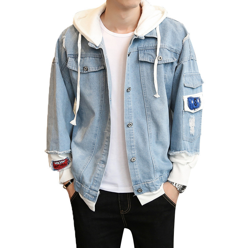 Denim jacket men's spring and autumn Kor...