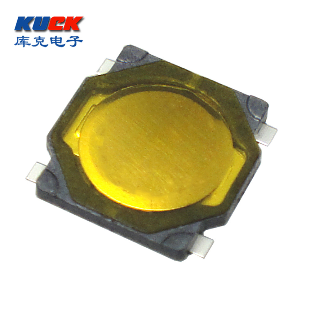 轻触按键开关3.7x3.7x0.35H-250gf无点贴片四脚TS-1057U贴膜薄膜