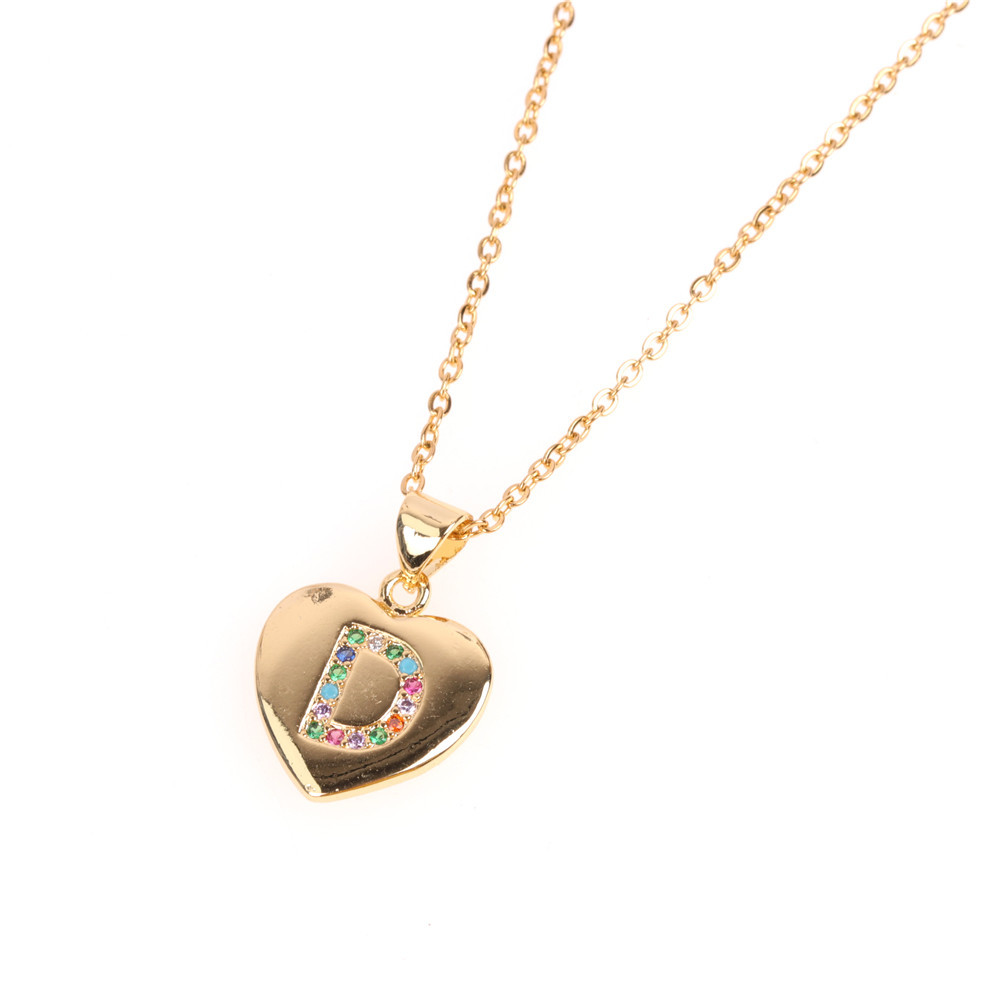 Micro Inlaid Zircon Love Peach Heart Necklace English Letter Pendant Clavicle Chain Wholesale display picture 26