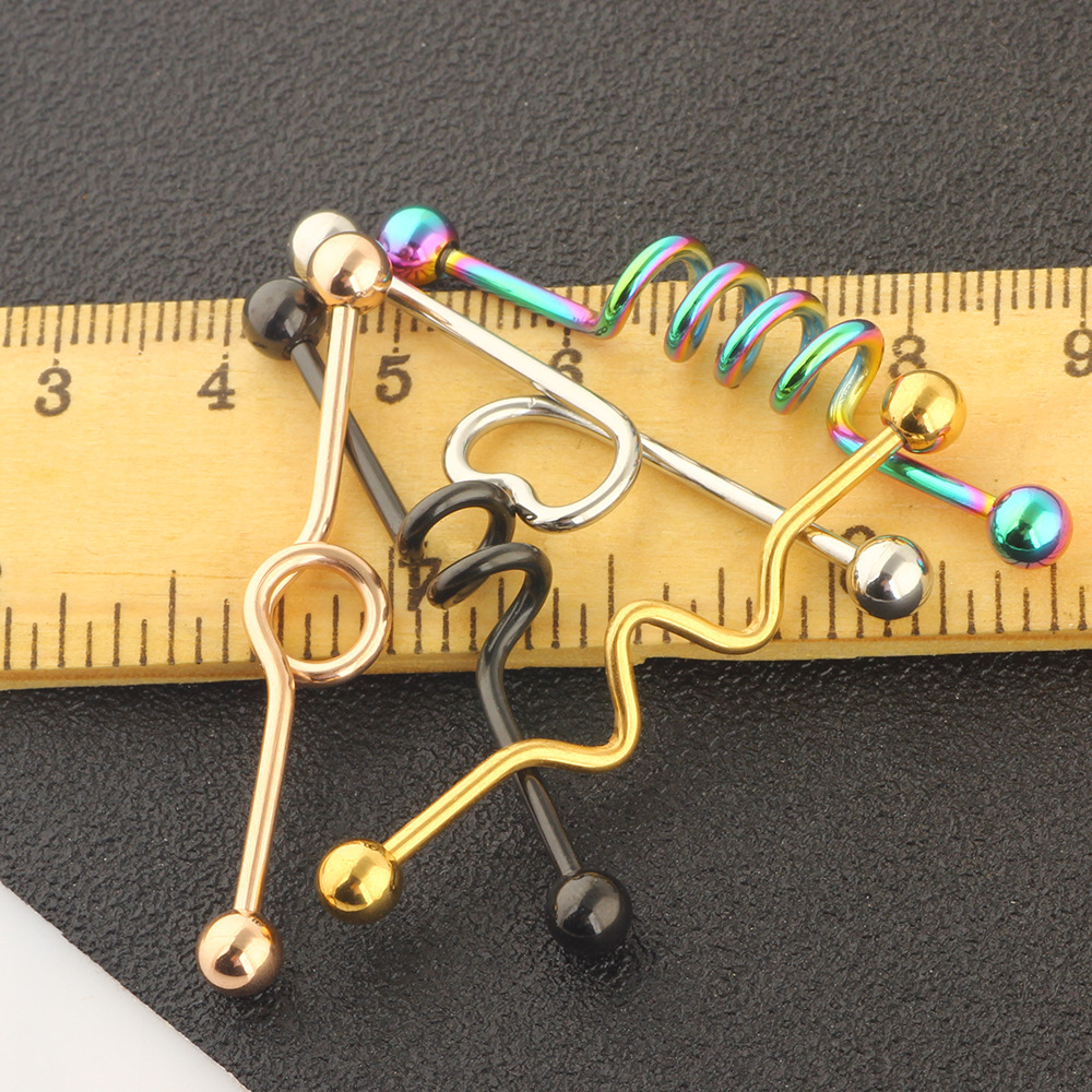 5-Piece Industrial Earring Set Long Rod Piercing Earrings Stainless Steel Ear Cartilage Jewelry Set detail image 49