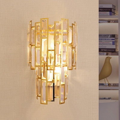 Postmodern crystal Wall lamp stairs Bedside bedroom Stainless steel Wall lamp originality a living room Open Houses Aisle lights