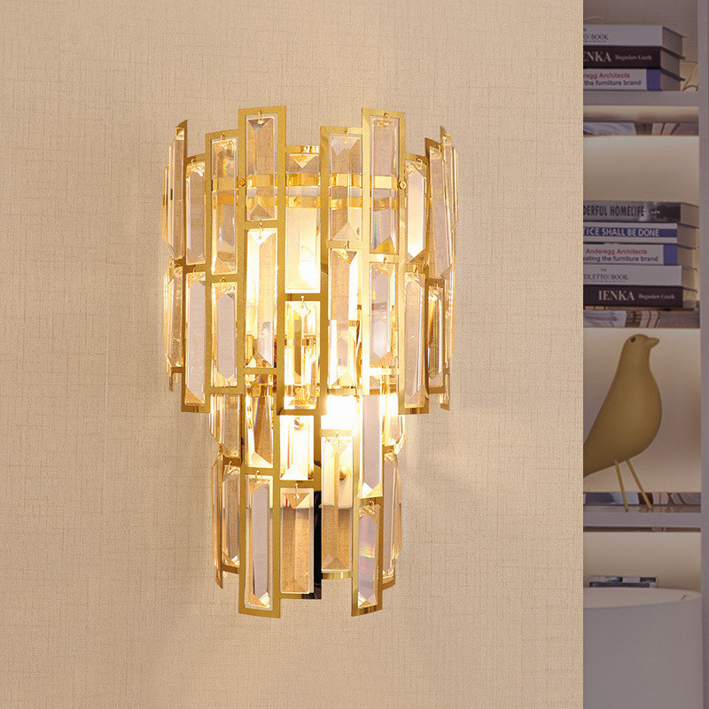 Postmodern crystal Wall lamp stairs Bedside bedroom Stainless steel Wall lamp originality a living room Open Houses Aisle lights