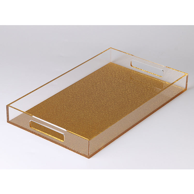 金色托盘 小吃饮料酒水托盘 亚克力便捷式托盘