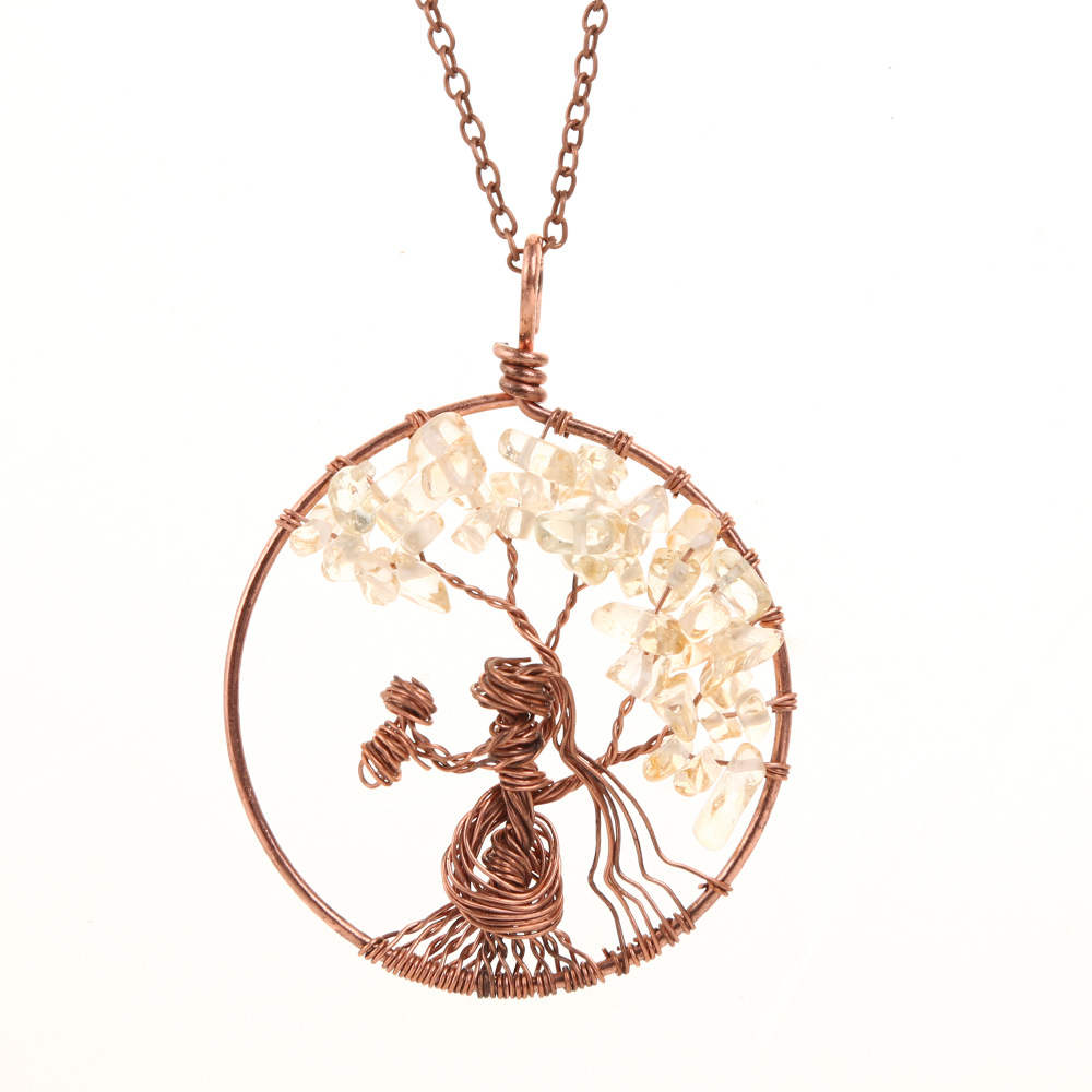 Fashion Tree Alloy Plating Natural Stone Pendant Necklace 1 Piece