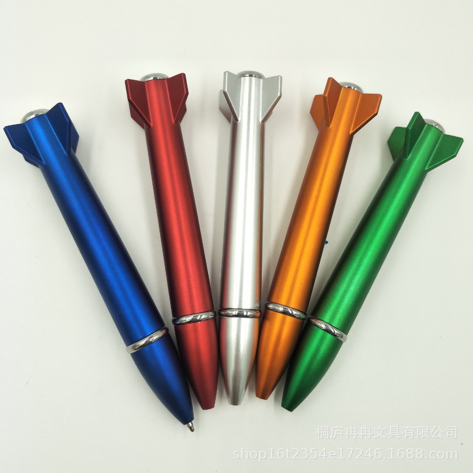 创意小火箭导弹圆珠笔 彩漆杆礼品笔 飞机笔