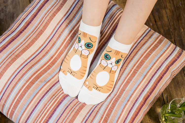 Frühling Und Sommer Damen Baumwoll Socken Großhandel Niedliche Cartoon Katze Damen Boots Socken Mode All-match Kurze Socken Lässig Schweiß Absorption display picture 10