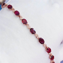 热销新娘手饰品全球一件代发 18K金天然红碧玺手链批发首饰