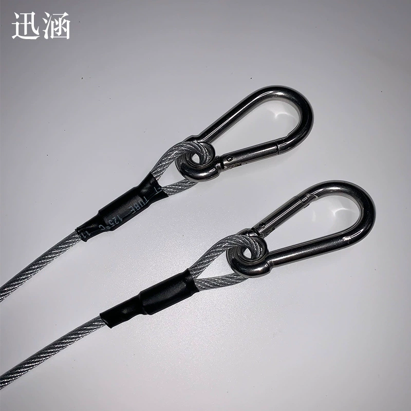 Customized stainless steel wire rope suppress the chocolate buckle steel wire rope 304 bag of glue steel wire ropes with 304 buckle