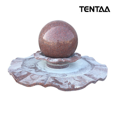 印度紅大理石大型風水石球流水噴泉 景觀裝飾雕塑  石材可定做