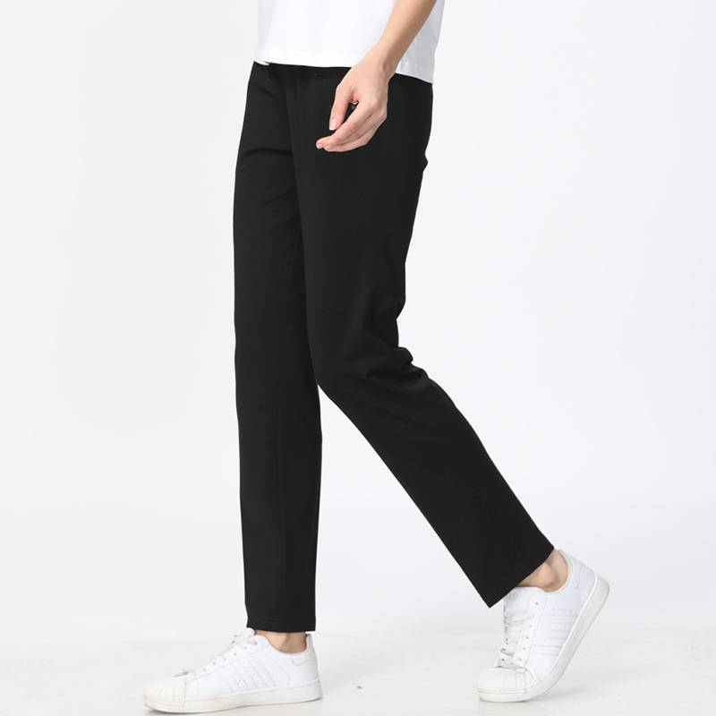 中老年运动裤女送妈妈薄款长裤罗马布不起球裤袋拉链品牌休闲女裤