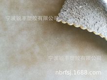 厂家供应仿真皮PU植绒太空压变革、品牌服饰热压变色商标革。