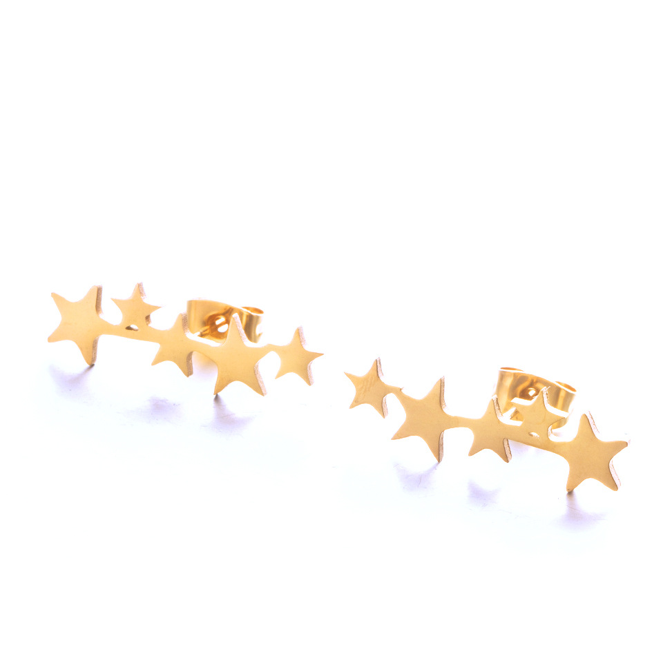 Petites Boucles D&#39;oreilles Simples Étoiles En Or Et Argent Brillant display picture 7