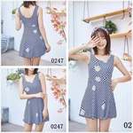 厂价批发连体平角泳衣贴身格子保守温泉游泳衣 游泳衣 泳裤 0247