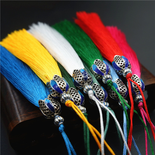 Jingtailan tassel earring blue hat crown tassel vertical smooth anti-wrinkle tassel clothing pendant mobile phone case tassel