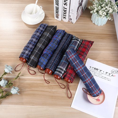 Umbrella 10k65cm enlarged reinforced double lattice umbrella lightweight three-fold umbrella factory direct sales wholesale folding umbrella