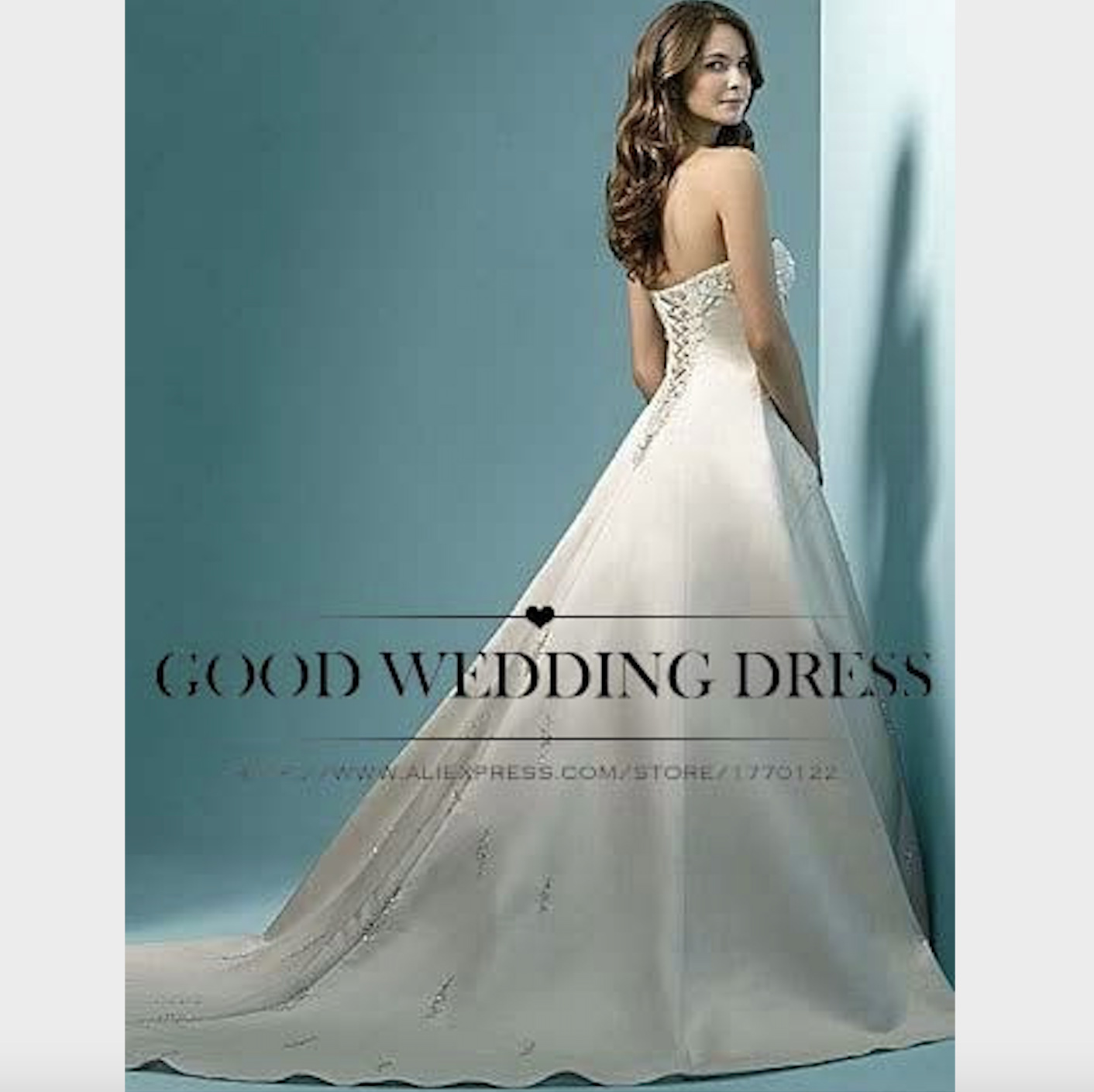 厂家直销亚马逊热卖婚纱礼服 大码白色简约拖尾婚纱 新娘高档婚纱