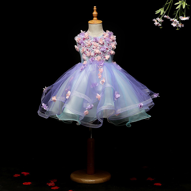 Flower Girl dress Princess dress line shoulder Flower Girl piano dress Girl host children dress_voghion.com