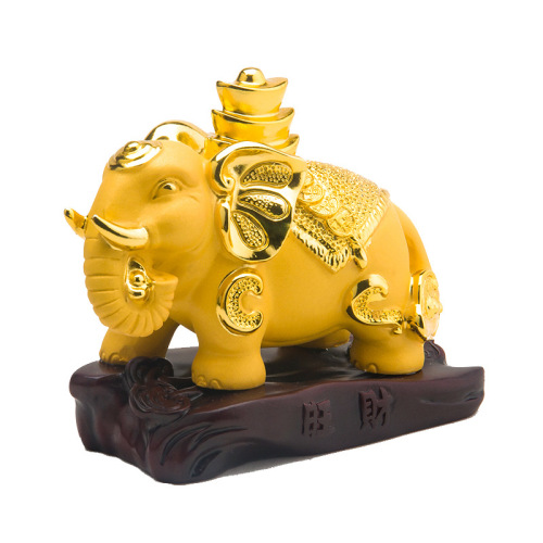 Home Living Room Chinese Feng Shui Crafts Creative Ornaments Prosperous Wealth and Good Luck Elephant Resin Car Ornaments