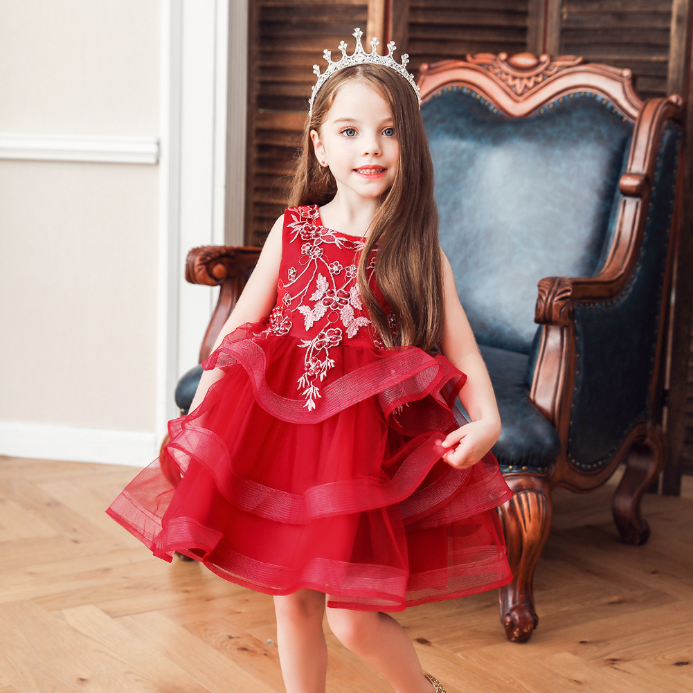 2022 Neues Europäisches Und Amerikanisches Kinder Kleid Prinzessin Kleid Blumen Mädchen Hochzeits Kleid Tutu Kleid Mädchen Laufsteg Kostüm display picture 27