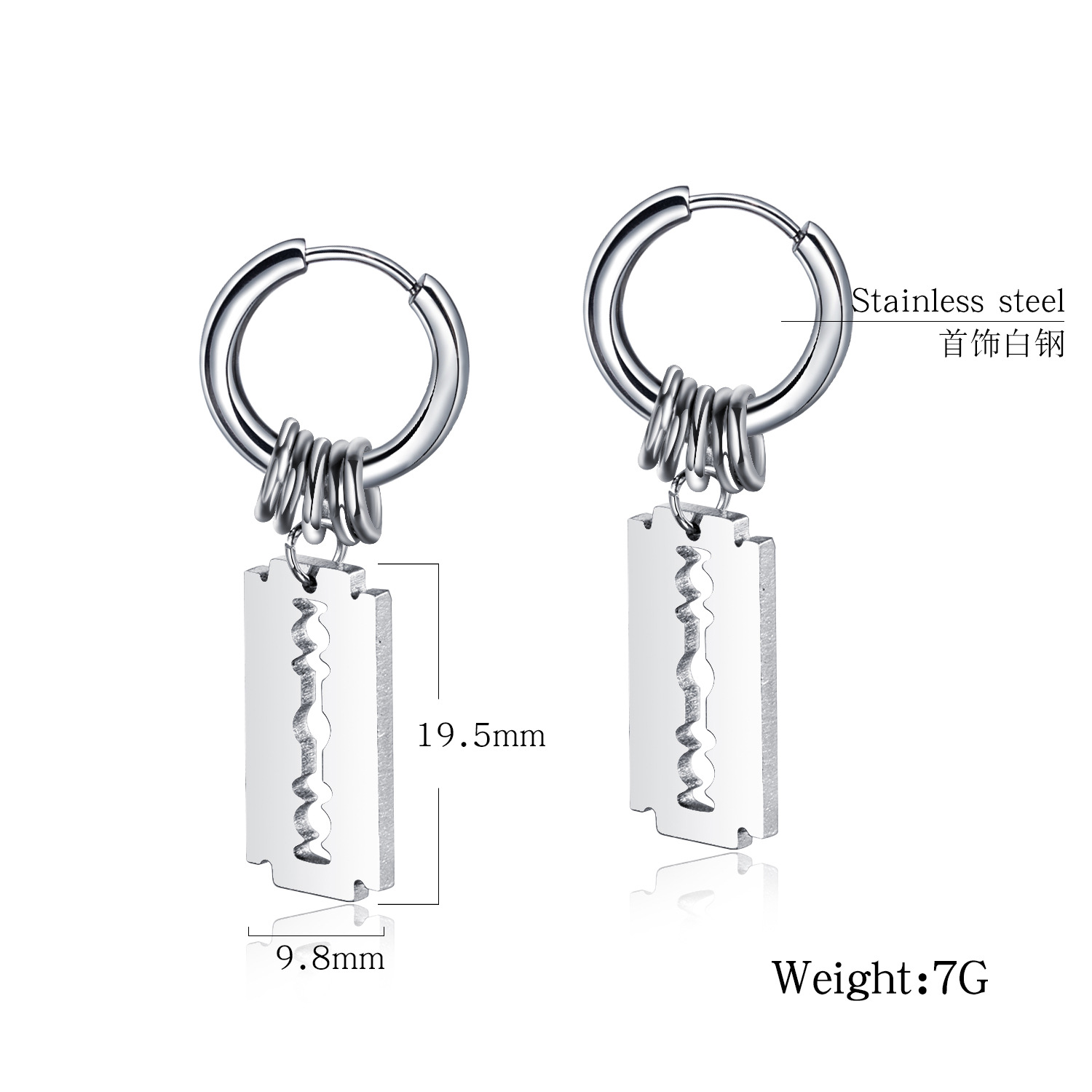 Fashion Titanium Steel Blade Earrings display picture 1