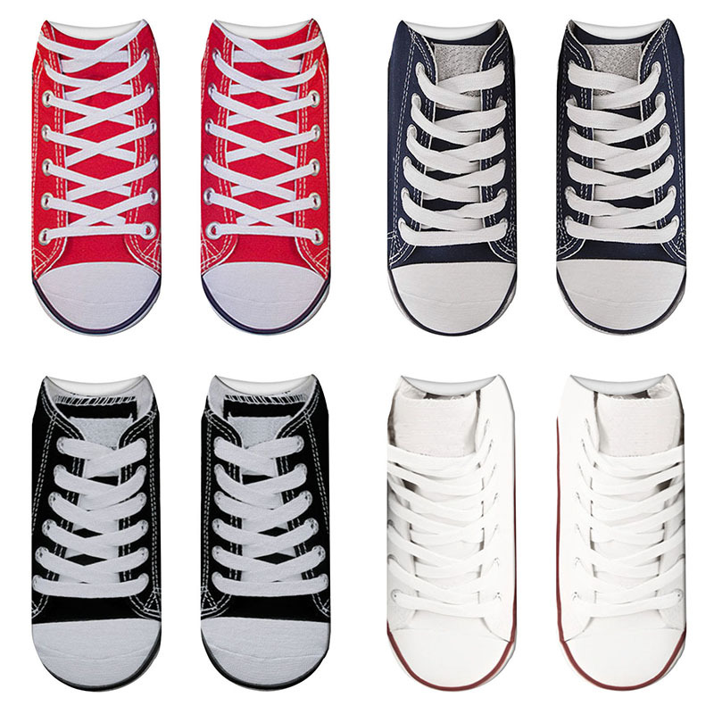 板鞋印花襪 新款3D數碼印花襪女款淺口船襪短襪成人隱形短襪棉