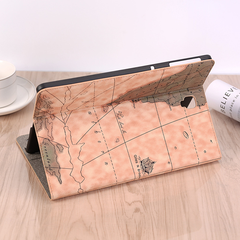 For Samsung Galaxy Tab s4 10.5 Protective Cover T830 T835 Map Pattern Flat Bracket Leather Cover