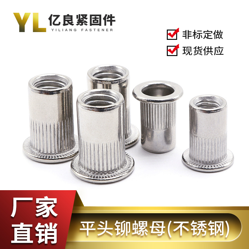 厂家现货  GB17880.1不锈钢304平头竖纹拉铆螺母 拉母 T帽 M12