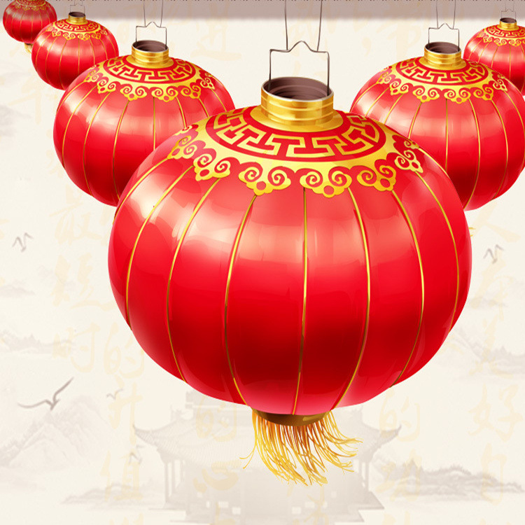 大红灯笼连串灯笼冬瓜灯笼出街元旦喜庆装饰阳台街景广告灯笼挂饰