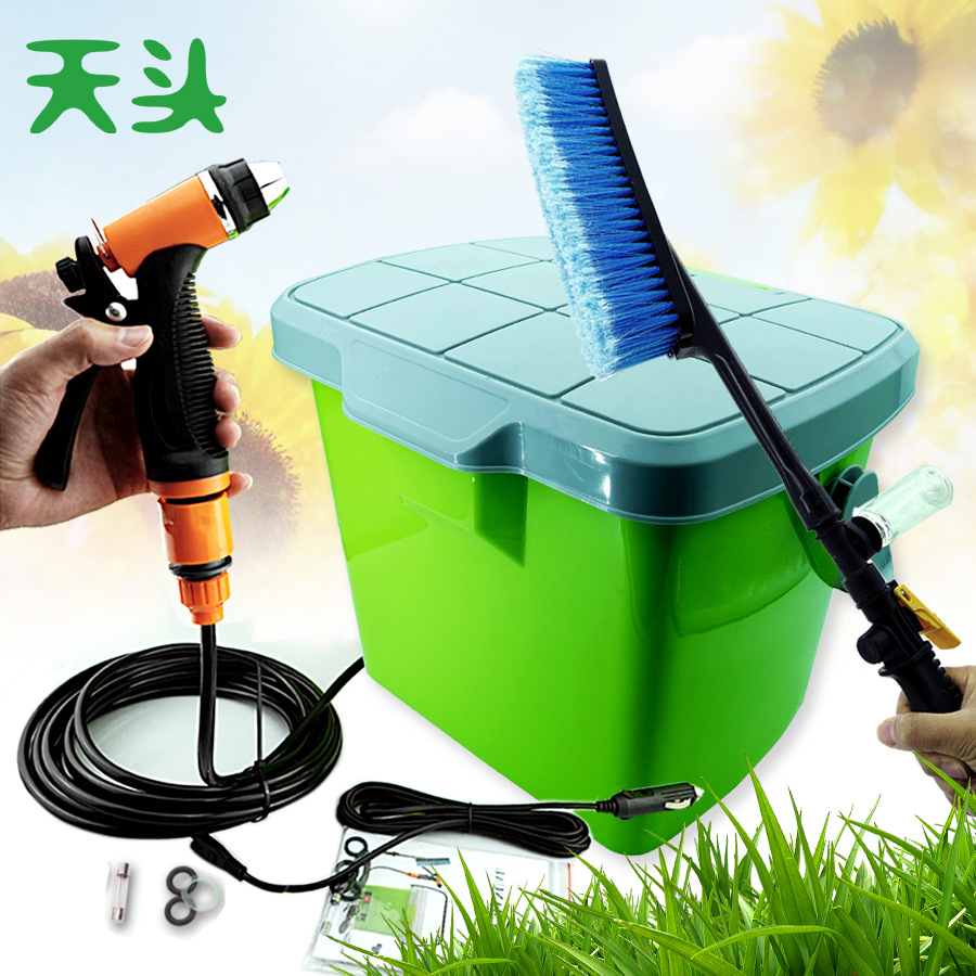 天头 车载洗车机便携式洗车器12V自助洗车机车载高压洗车泵刷车器