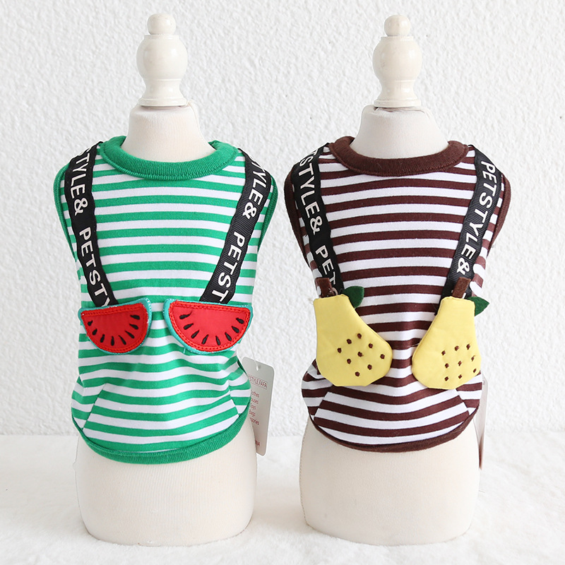 水果背带条纹背心
