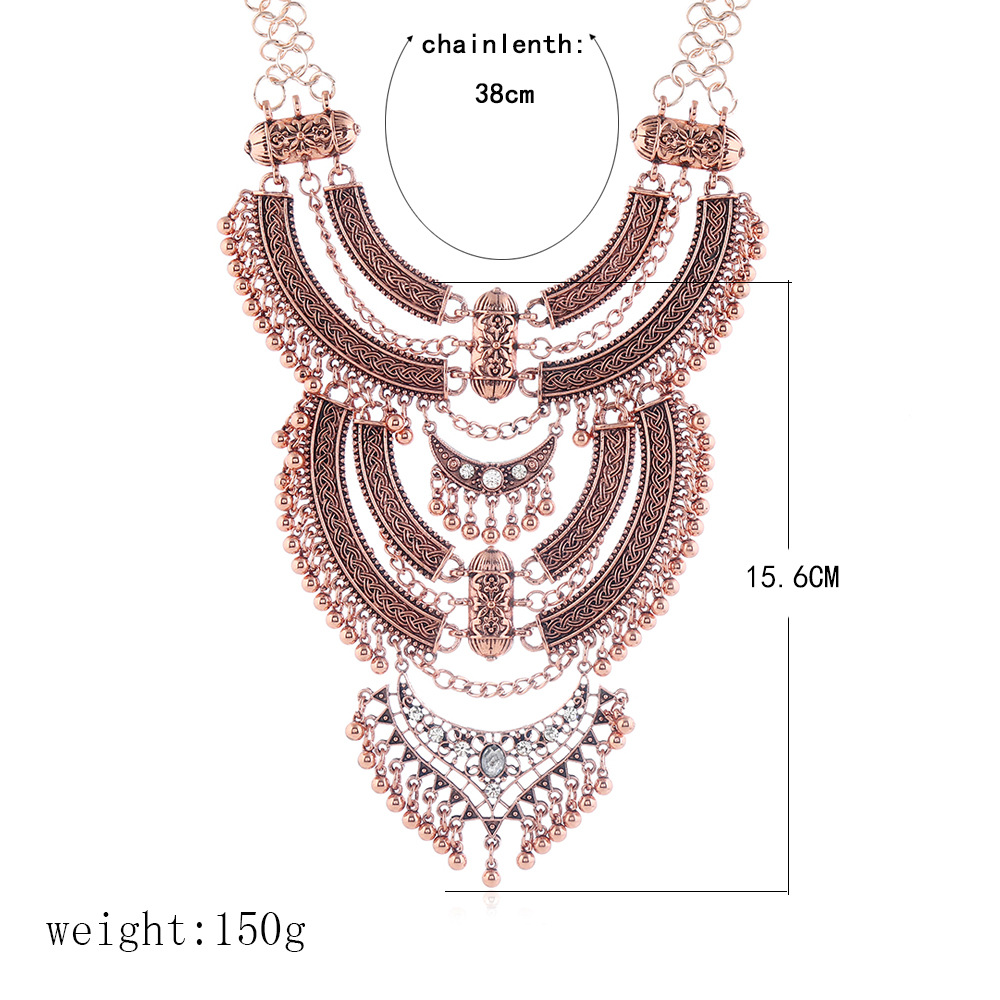 Retro Estilo Étnico Color Sólido Aleación Enchapado Embutido Diamantes De Imitación Mujeres Collar display picture 1