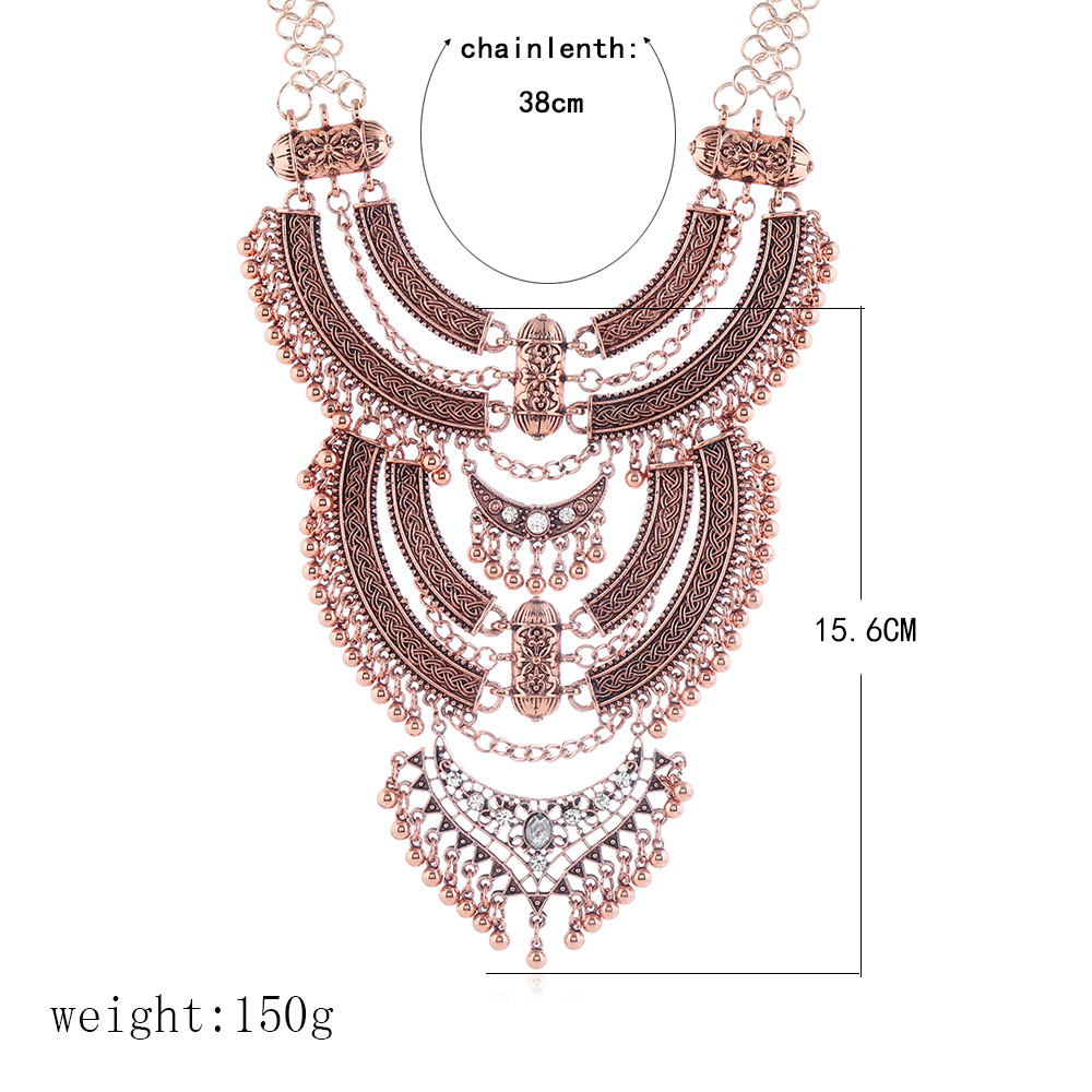 144g Weight Rhinestones Inlay Material Necklace Classification Retro Ethnic Style Solid Color Alloy Plating Inlay Rhinestones Women's Necklace
