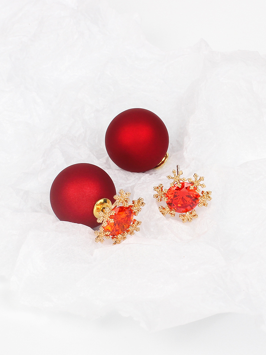 8g Weight No Inlaid Inlay Material Earrings Classification Birthday Occasion Women'S Gender Ethnic Style Style Red Color Korean Fashion New Double-sided Simple Earrings 6