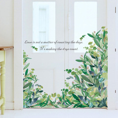 Green Leaf Artistic and Fresh Small Living Room Bedroom Corridor Dormitory Simple Scandinavian Wall INS Decorative Wall Sticker