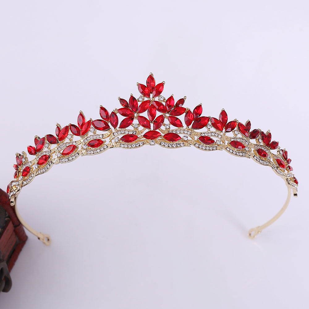 Fashion Leaf Alloy Hollow Out Inlay Crystal Rhinestones Crown 1 Piece display picture 2