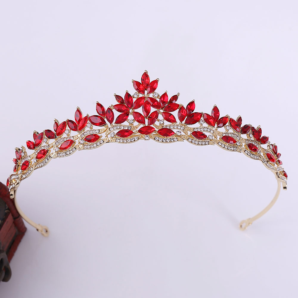 Crystal, Rhinestones Inlay Material 1 Piece Quantity Fashion Leaf Alloy Hollow Out Inlay Crystal Rhinestones Crown 1 Piece