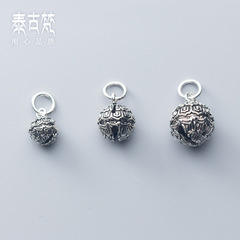 S925 Vintage Silver-Plated Bead Bracelet with Seed Bell Pendant - Handmade DIY Jewelry Accessories Wholesale T0322