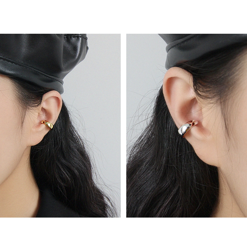 Korean S925 Sterling Silver Circle Ear Clip display picture 5