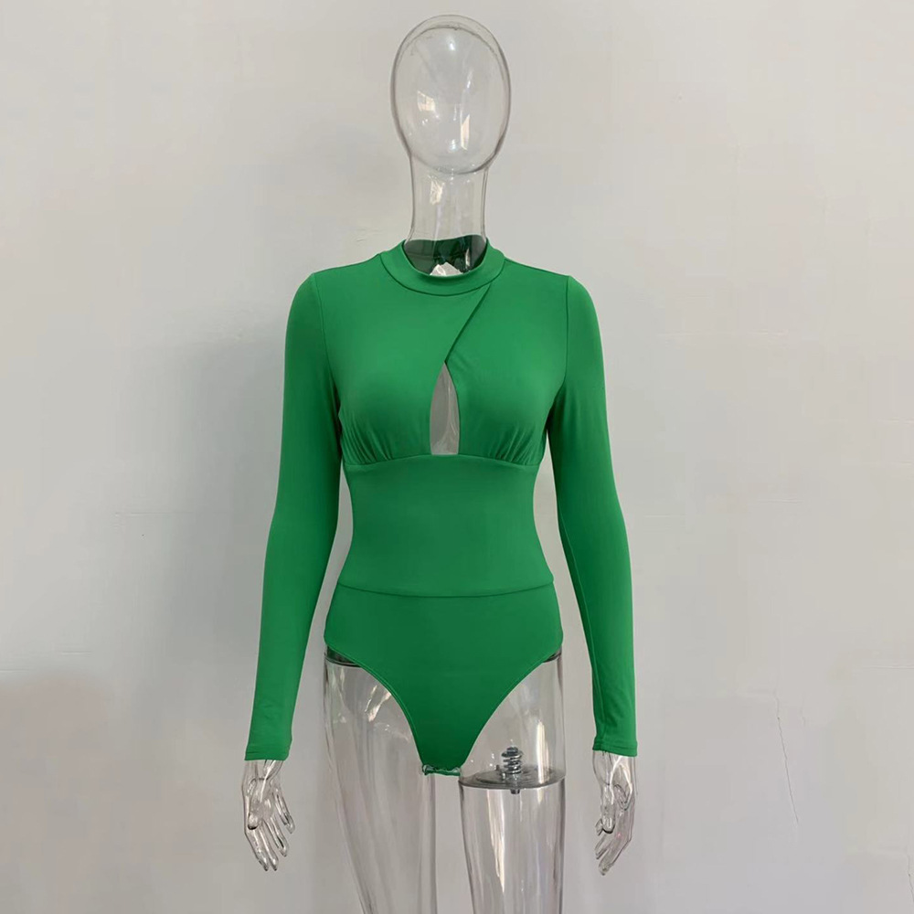 Long Sleeve Backless Pleated Sexy Jumpsuit in Bodysuits