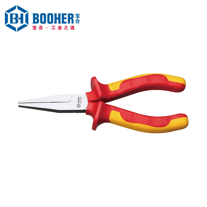 Booher宝合绝缘手动工具 BH0220406 双色绝缘扁嘴钳6"