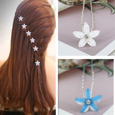 crystal Diamond Flower Pin insertion u-clamp Flaxen Hair Accessories Hair fork Japan and South Korea Flower Headdress Versatile bride Hairdressing