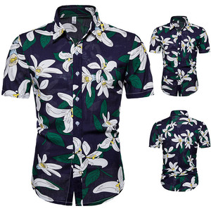Hawaiian high quality cotton short sleeve Lapel shirt