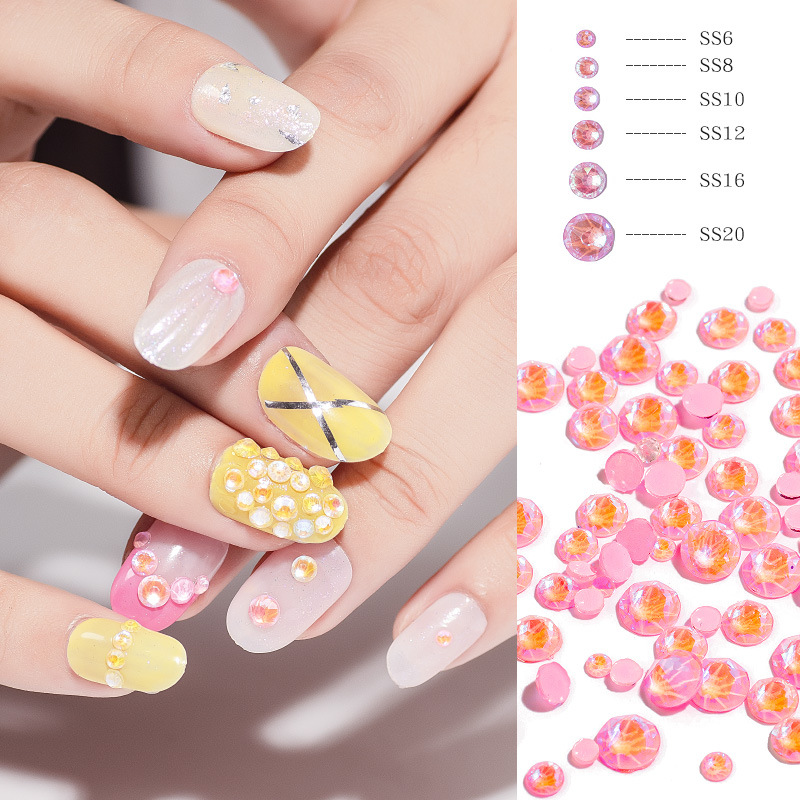 Taifei clavo taladro 8-color redondo diamante plano DIY clavo taladro luminoso diamante tamaño mezclado 288 brillante diamante luminoso